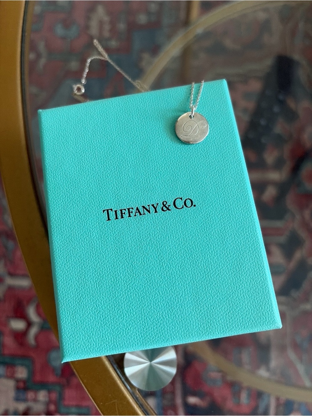 Tiffany & Co. Sterling Silver Initial Disc Necklace Letter “D” Pendant
